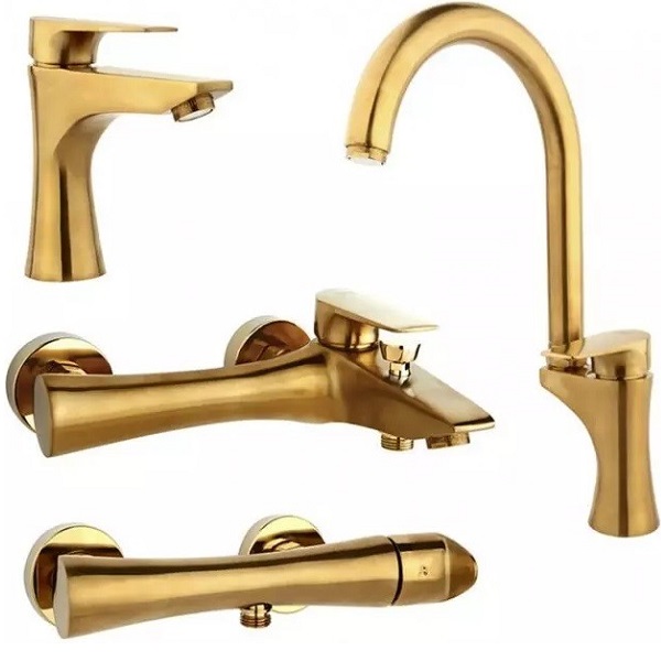 ست 4 تکه شیرآلات راسان مدل آتیس طلامات