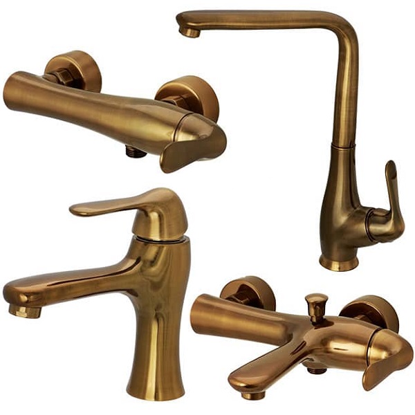 ست 4 تکه شیرآلات کرومات مدل یاتو برنز