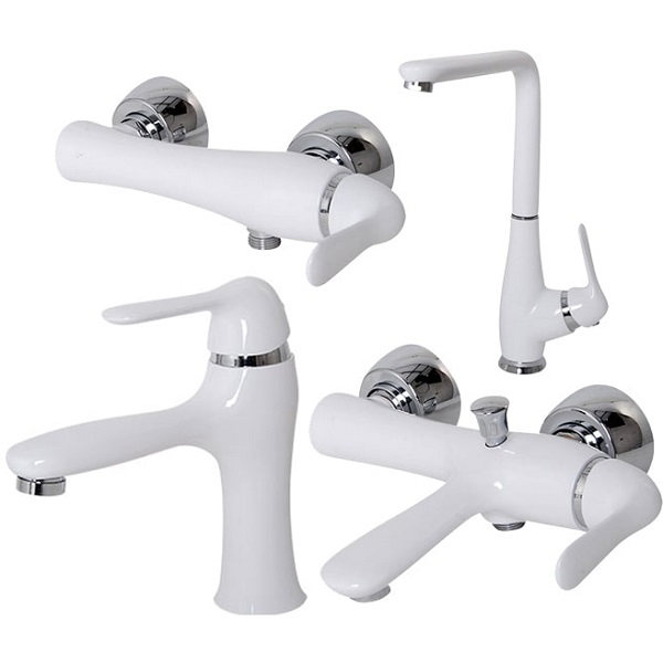 ست 4 تکه شیرآلات کرومات مدل یاتو سفید کروم