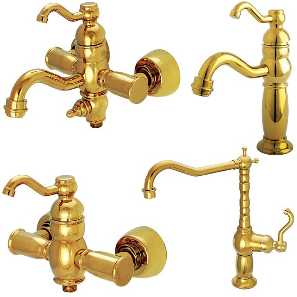 ست 4 تکه شیرآلات کرومات مدل بنسای طلایی