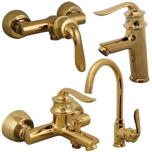 ست 4 تیکه شیرالات کرومات مدل ریما طلایی