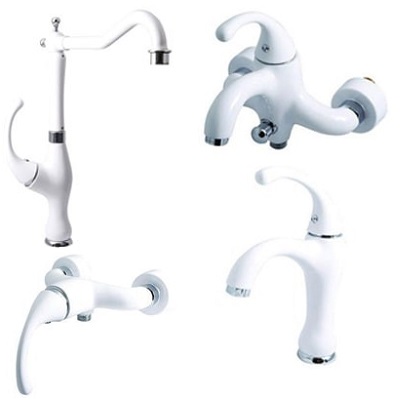 ست 4 تیکه شیرآلات کرومات مدل فابیا سفید