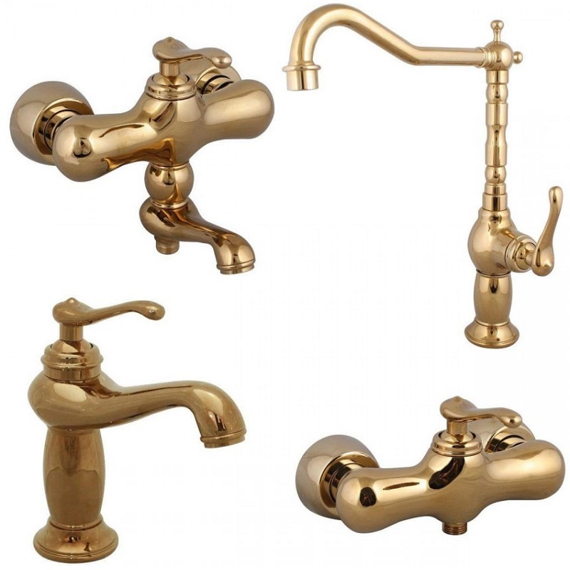 ست 4 تکه شیرآلات کرومات مدل ماموت طلایی