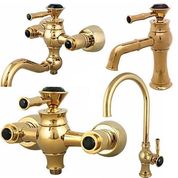 ست 4 تکه شیرآلات کرومات مدل لاکچری طلایی