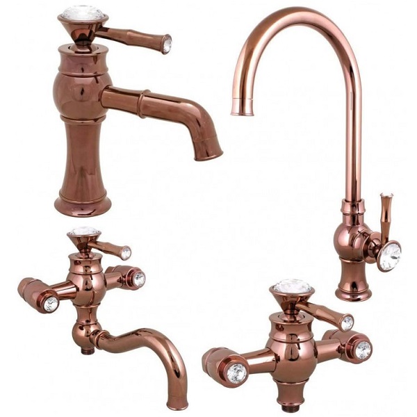 ست 4 تکه شیرآلات کرومات مدل لاکچری رزگلد