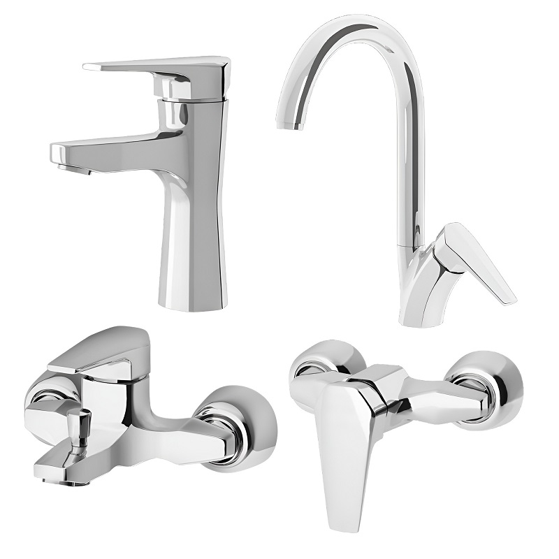 ست 4 تکه شیرآلات اسپیرال مدل برمودا کروم