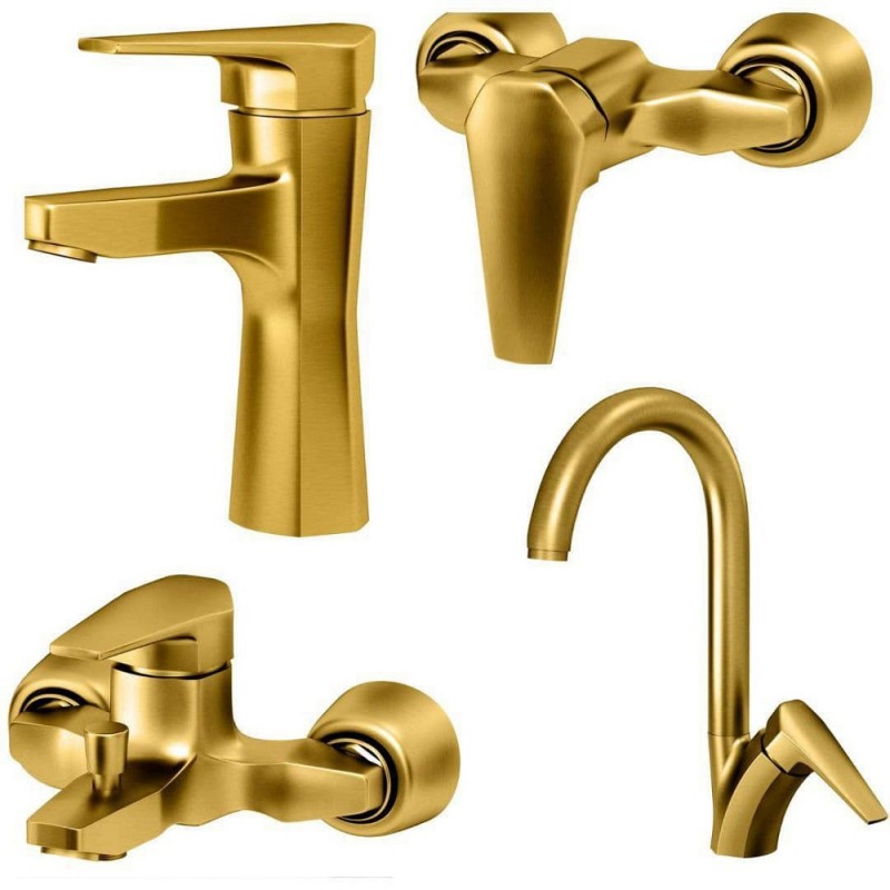 ست 4 تکه شیرآلات اسپیرال مدل برمودا طلایی براق