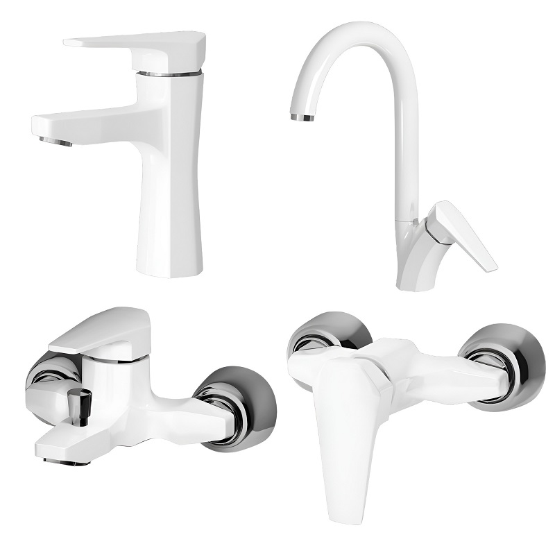 ست 4 تکه شیرآلات اسپیرال مدل برمودا سفید