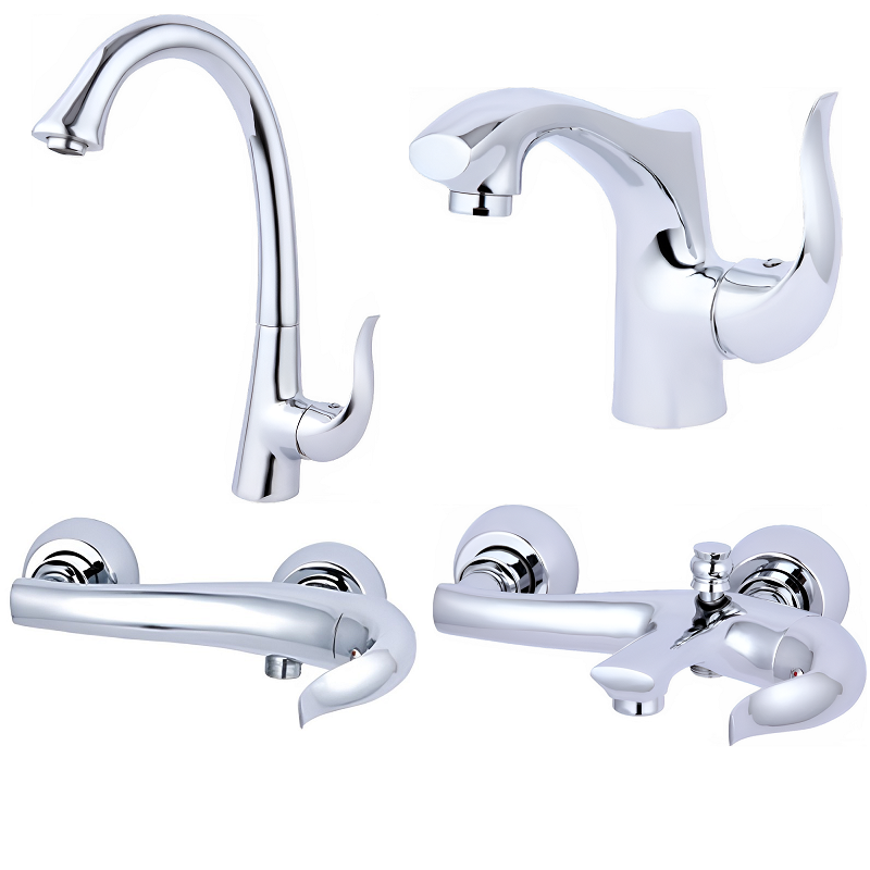 ست 4 تکه شیرآلات اسپیرال مدل آلبرو کروم