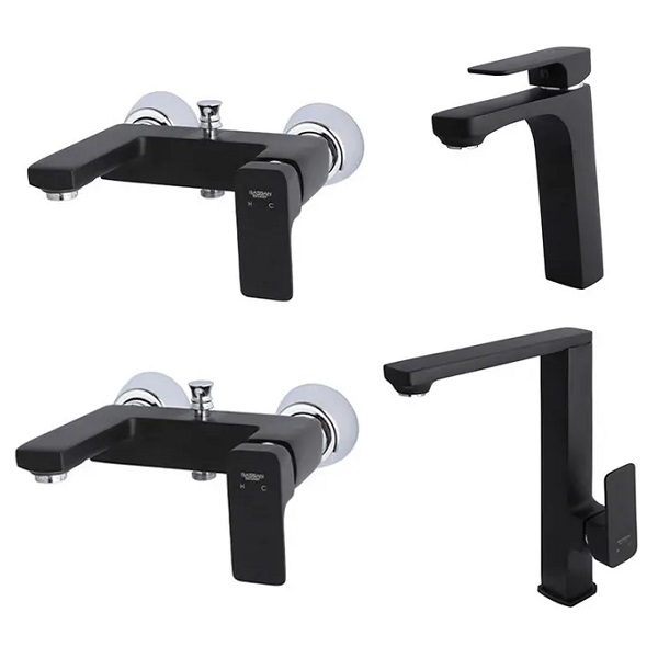 ست 4 تکه شیرآلات راسان مدل گارنت مشکی