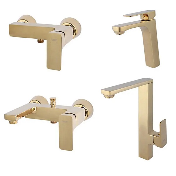 ست 4 تکه شیرآلات راسان مدل گارنت طلایی