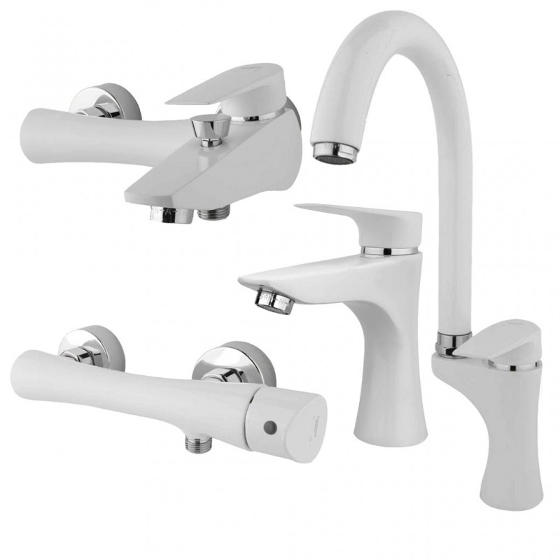 ست 4 تکه شیرآلات راسان مدل آتیس سفید