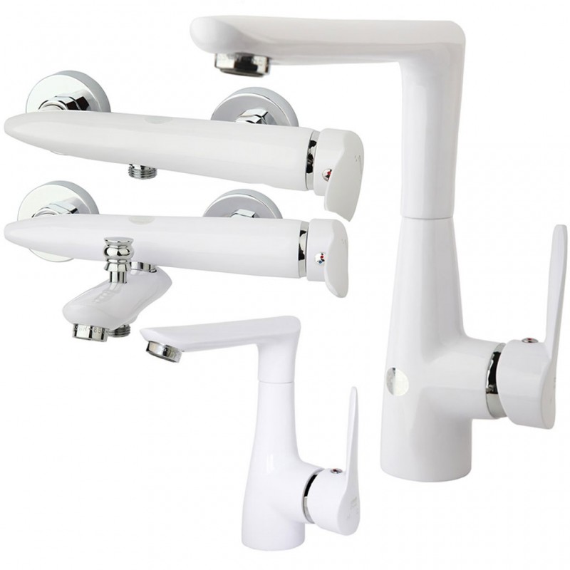 ست 4 تکه شیرآلات راسان مدل رابیت سفید