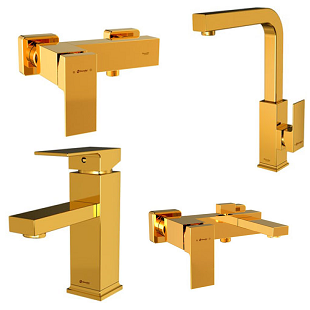 ست 4 تکه شیرآلات شودر مدل اروپا طلا