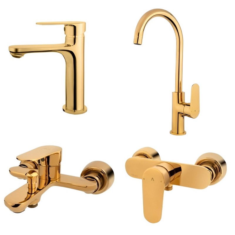 ست 4 تکه شیرآلات البرز روز مدل ونتو طلایی