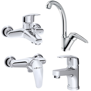 ست 4 تکه شیرآلات شودر مدل سان کروم