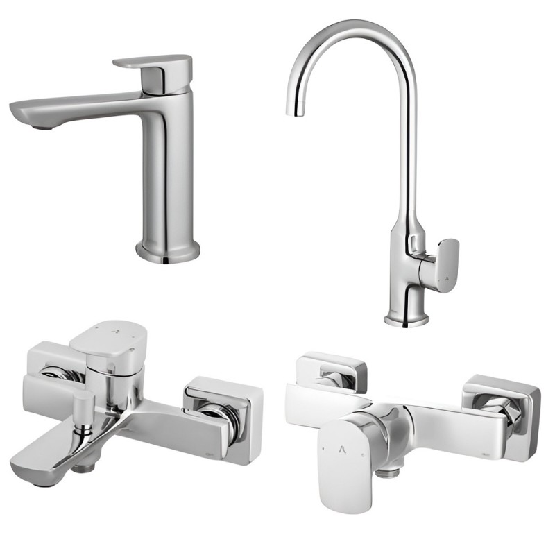 ست 4 تکه شیرآلات البرز روز مدل ویزارد کروم