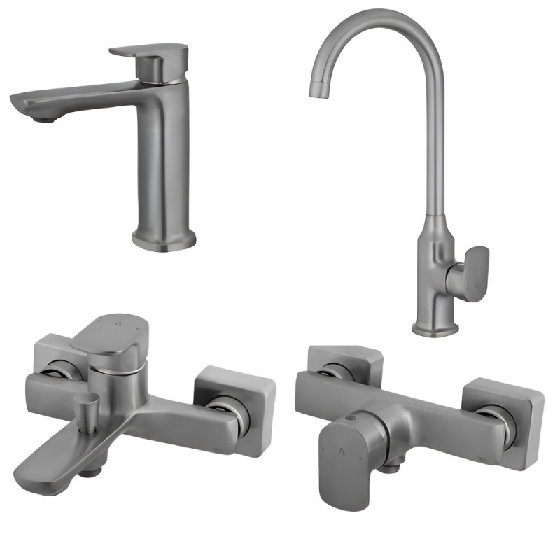 ست 4 تکه شیرآلات البرز روز مدل ویزارد کروم مات