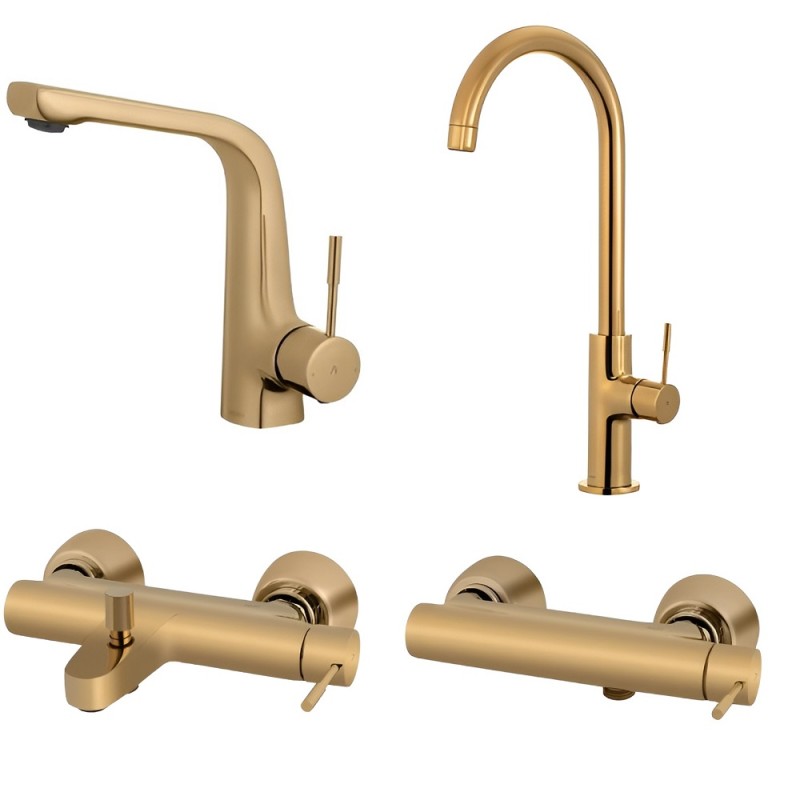 ست 4 تکه شیرآلات البرز روز مدل رومانیا طلایی