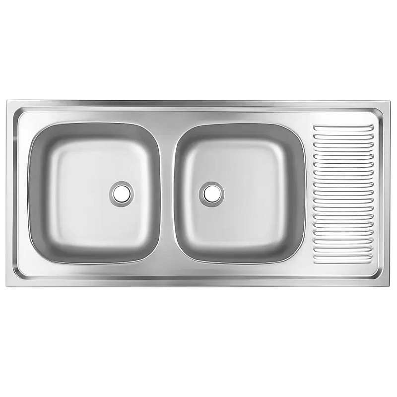 سینک پرسی دو لگن استیل البرز مدل ساحل 0.4*50*100 روکار