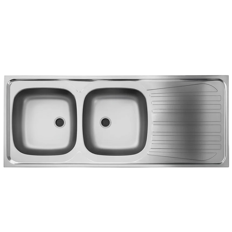 سینک پرسی دو لگن استیل البرز مدل ساحل 0.5*50*120 روکار