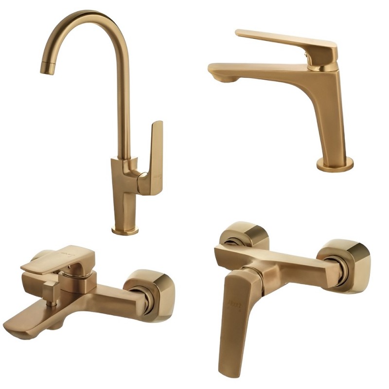 ست 4 تکه شیرآلات البرز روز مدل آلپاین طلایی مات