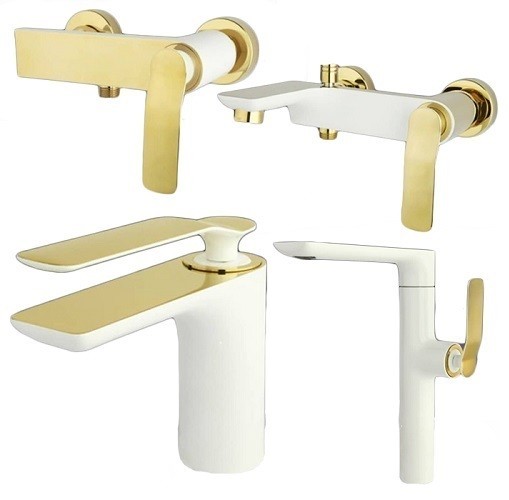 ست 4 تکه شیرآلات راسان مدل ویولت سفید طلا