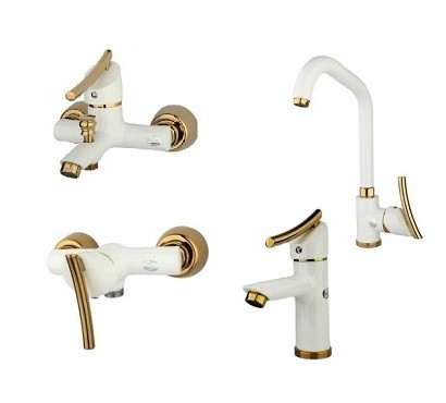 ست 4 تکه شیرآلات  کیانا سفید طلا