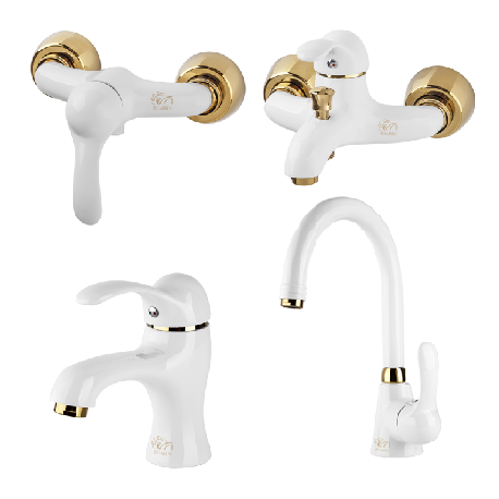 ست 4 تکه شیرالات شاهین مدل مهران سفید طلا