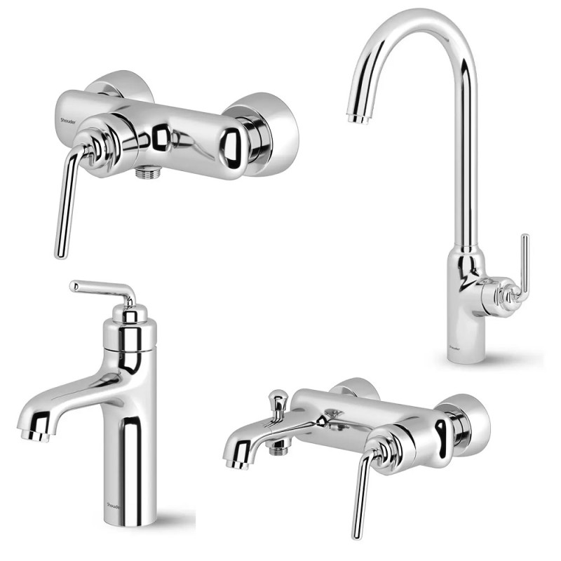 ست 4 تکه شیرآلات شودر مدل مودیکا کروم