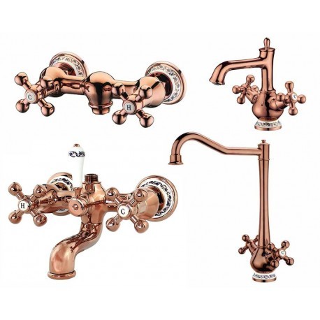 ست 4تیکه شیرالات کرومات مدل کلاسیکال رزگلد