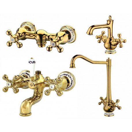 ست 4تیکه شیرالات کرومات مدل کلاسیکال طلایی