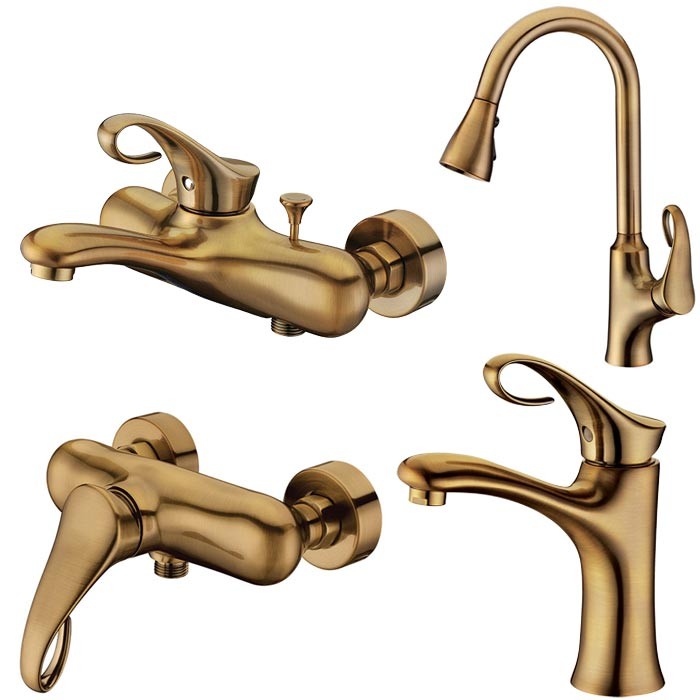 ست 4تیکه شیرالات کرومات مدل سیلویا برنز