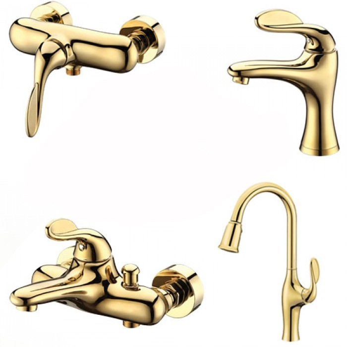 ست 4 تکه شیرآلات کرومات مدل پریما طلایی