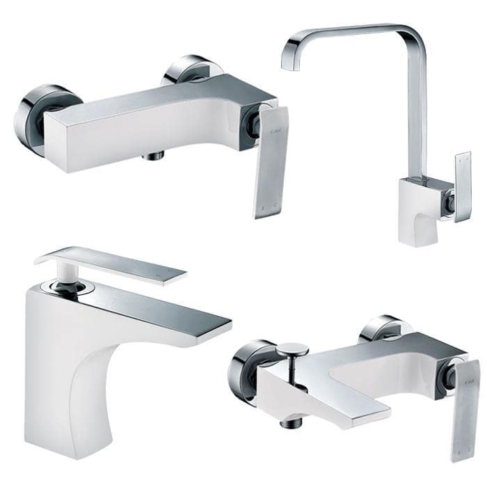 ست 4 تکه شیرآلات کرومات مدل مونتلا سفید کروم