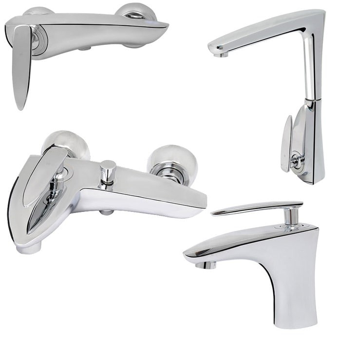 ست 4تیکه شیرالات کرومات مدل آسپن