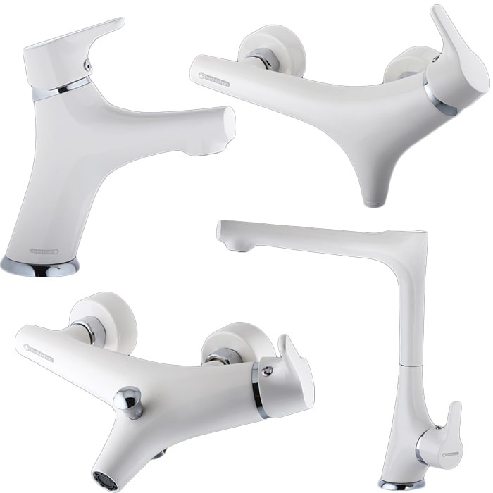 ست چهار تکه شیرآلات درخشان مدل نیچر سفید