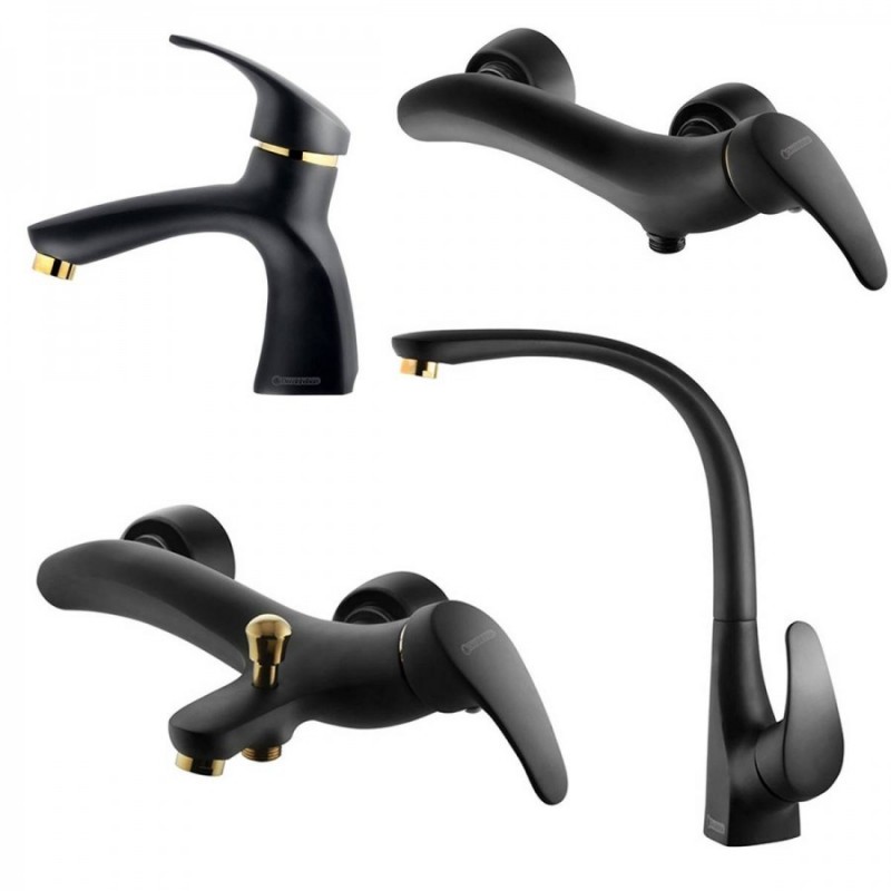 ست چهار تکه شیرآلات درخشان مدل بیوتی مشکی