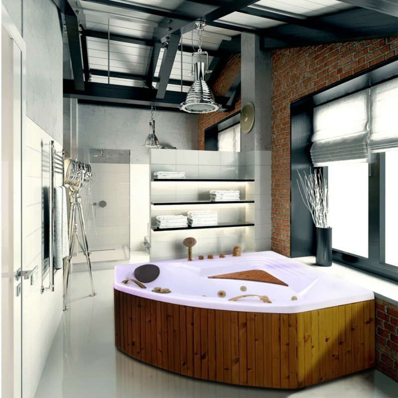 جکوزی گوشه سنی پلاستیک مدل  آتلانتيک ترمو وود