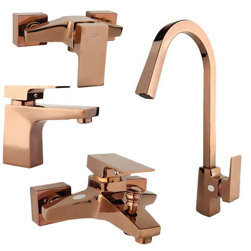 ست 4 تکه شیرآلات راسان مدل النا رزگلد