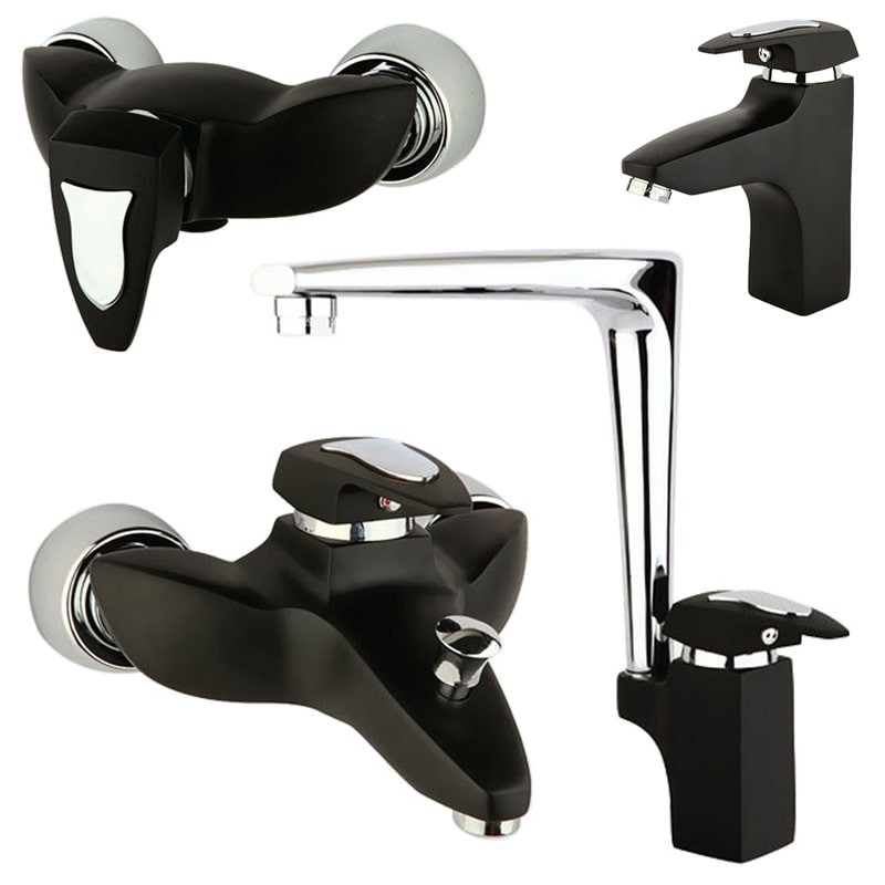 ست 4 تکه شیرآلات راسان مدل هیلدا مشکی