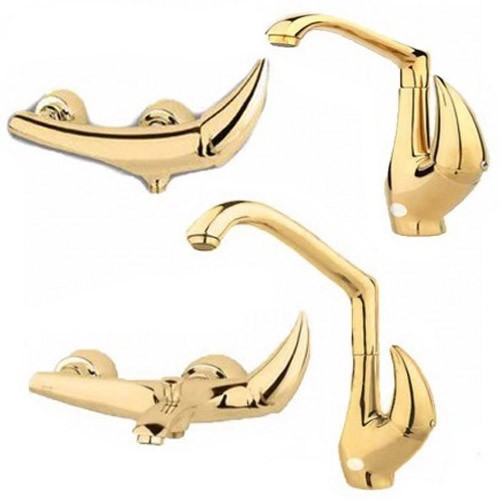 ست 4 تکه شیرآلات راسان مدل هیپو طلایی