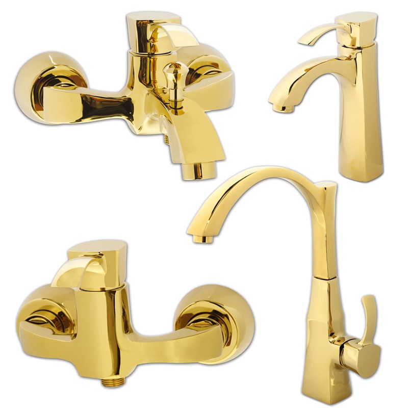 ست 4تیکه شیرالات کسری مدل فلورا طلایی