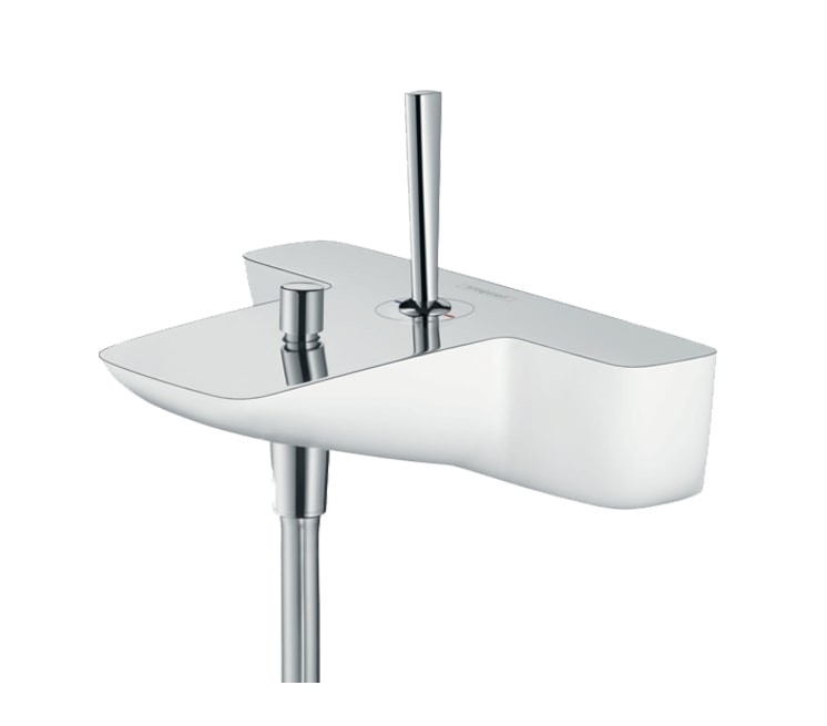 شیر دوش هانس گروهه مدل PuraVida سفید کروم - کد کالا 15472400