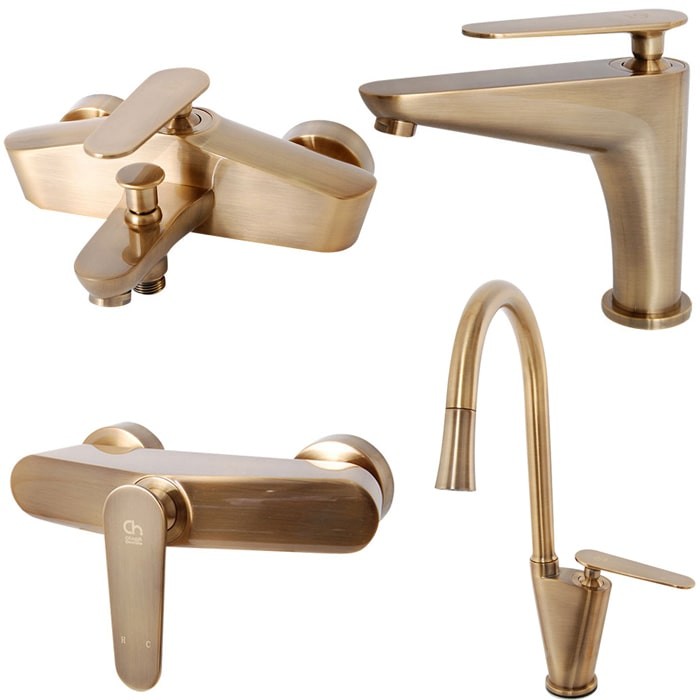 ست 4 تکه شیرآلات کرومات مدل فانتوم برنز