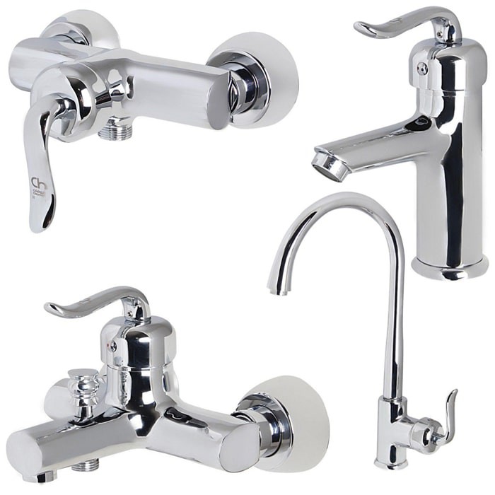 ست 4 تکه شیرآلات کرومات مدل آلفا