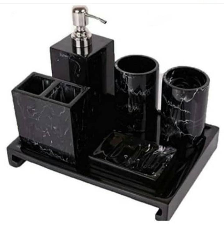 ست سرویس بهداشتی 5 پارچه فینل سنگ مرمر مشکی