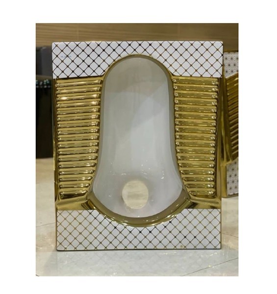 سنگ توالت ایرانی کوتینگ شده لوکس سفیدطلایی L-201