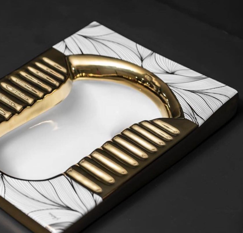 سنگ توالت ایرانی کوتینگ شده سفید طلایی طرحدار