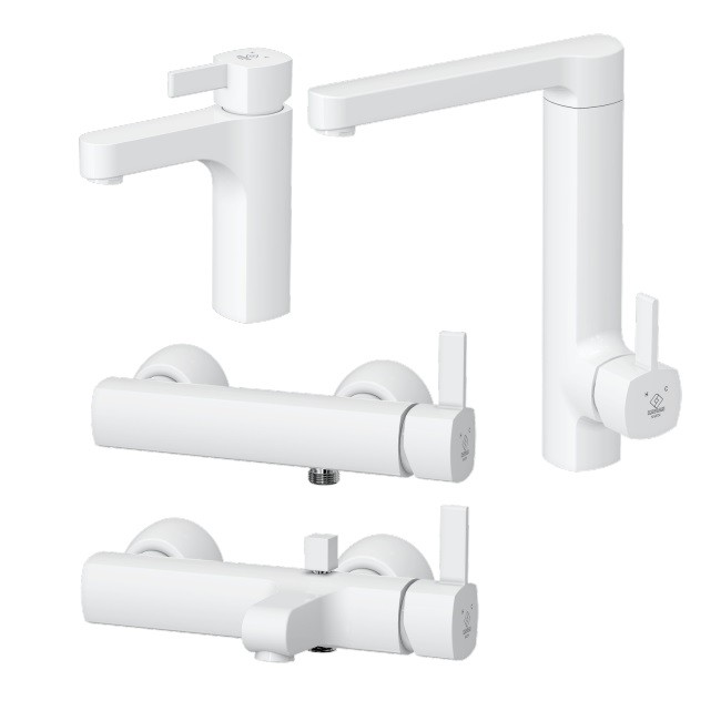 ست 4 تکه شیر آلات کاویان مدل ساتین سفید